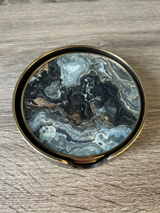 Black & Gold Marble Effect Coasters - set of 4