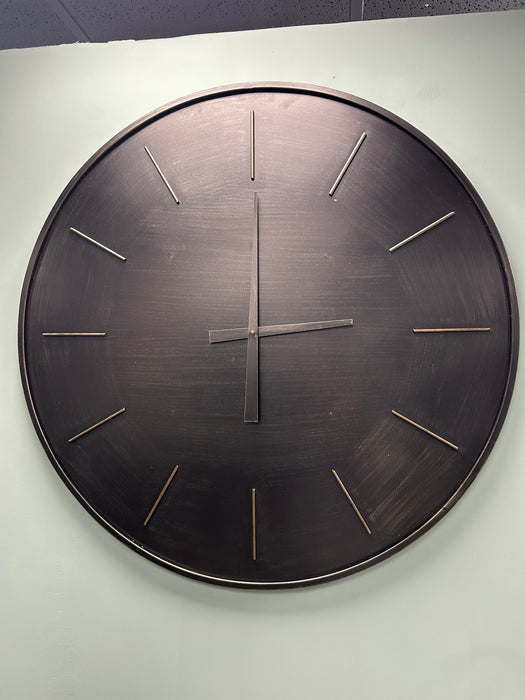 Shoreditch Wall Clock, Distressed Black, Gold, Metal