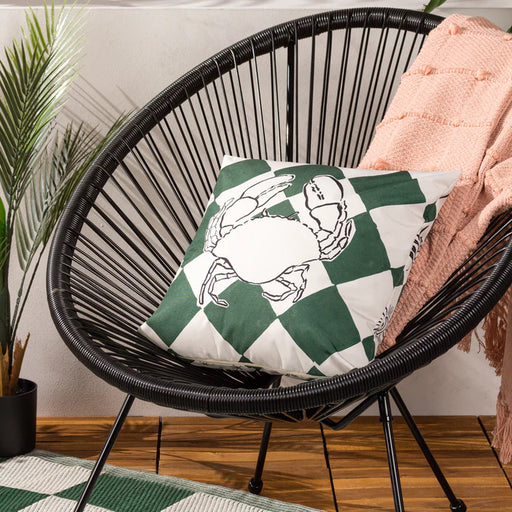 Waterproof Outdoor Cushion, Checkerboard Design, Green