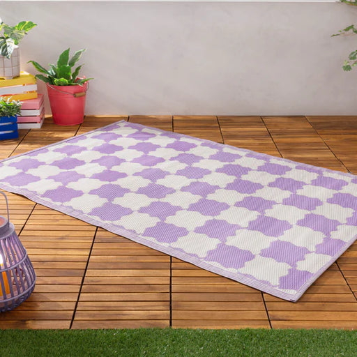 Check Indoor/Outdoor Rug, Check Design, Purple, Recycled