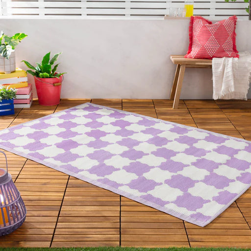 Check Indoor/Outdoor Rug, Check Design, Purple, Recycled