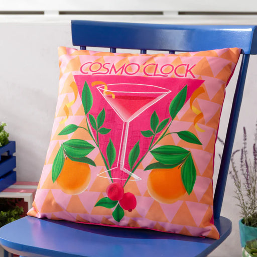 Waterproof Outdoor Cushion, Cosmo O' Clock Design, Pink