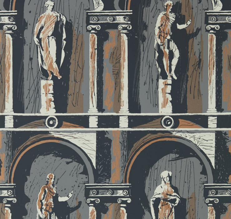 Zoffany Wallpaper - Palladio Volume I - Montacute - City Grey / Bone Black
