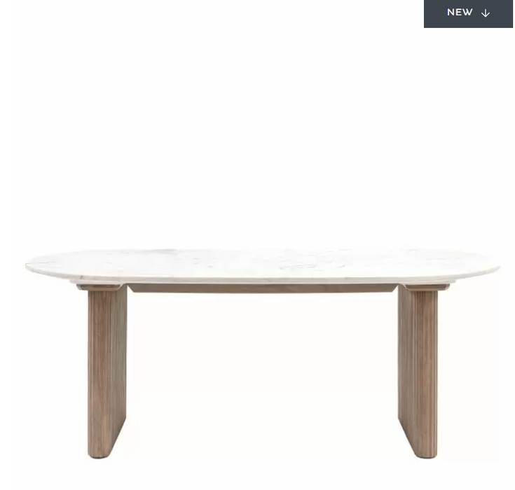 Ravenna Rectangle Dining Table, White Marble Top, Mango Wood Base( Due In 07/06/2024)