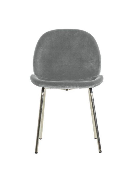 Ashford Dining Chair, Light Grey Velvet, Chrome Metal Legs - S/2