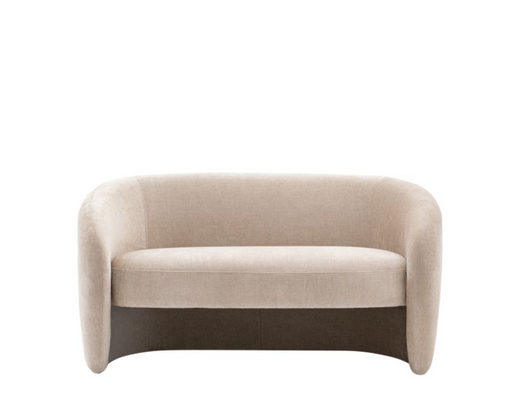 Florence 2 Seater Sofa, Cream Fabric Curved, Rounded Back