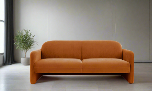 Brooklyn 3 Seater Sofa, Amber Orange Fabric, Straightforward Arms