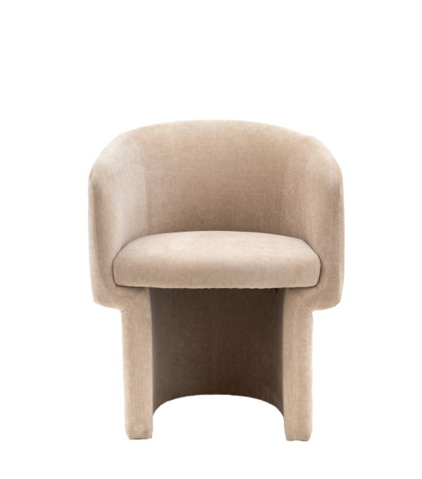 Finsbury Curved Tub Dining Chair In A Smooth Cream Fabric
