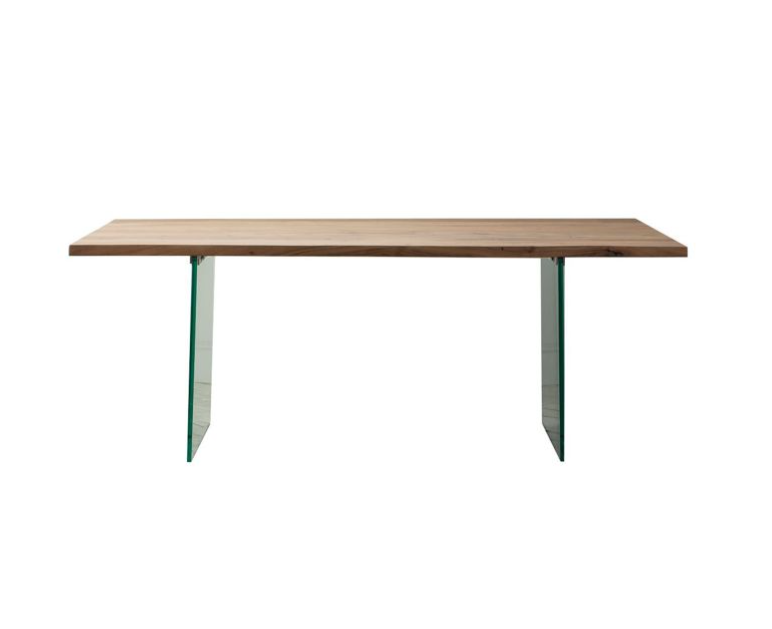 Kyoto Rectangle Dining Table, Natural Acadia Wood & Glass - Small