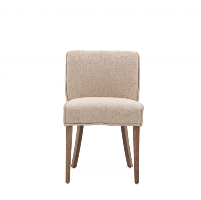 Darby Dining Chair In Taupe Fabric & Teak Wood Legs - Set of 2 ( Due back In 22/04/2024 )
