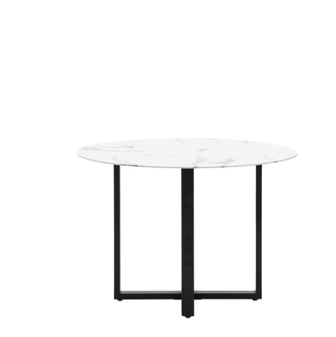 Dallas Round Dining Table, White Marble Effect