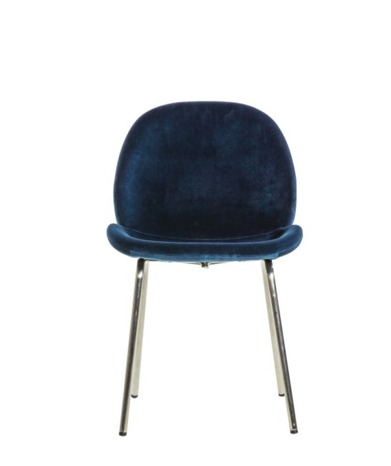 Sloan Dining Chair In Petrol Blue Velvet & Chrome