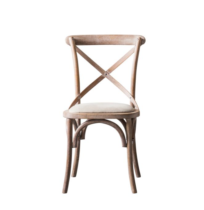 Paris Dining Chair With Natural linen Seat & Natural Wood Frame - Set Of 2