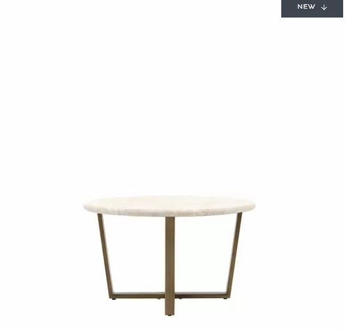Montpellier Round Coffee Table, Off White Stone, Bronzed Brass