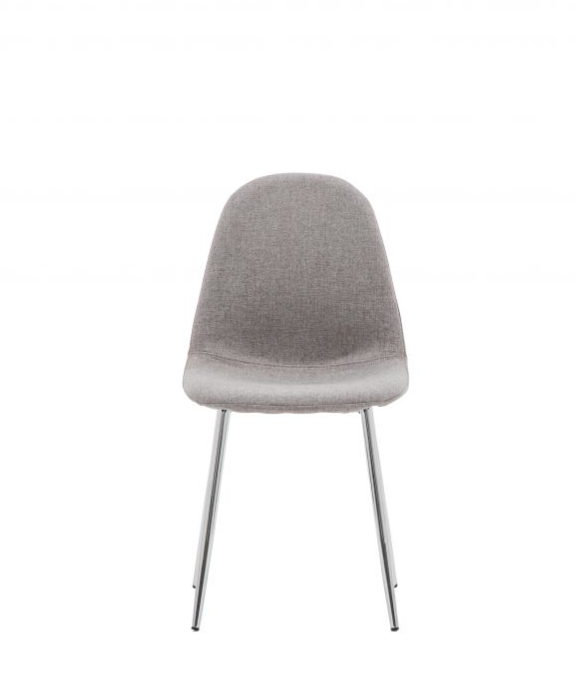 Marston Dining Chair In Light Grey Fabric & Chrome Legs - Set of 2