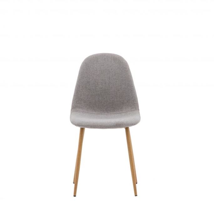Marston Dining Chair In Light Grey Fabric & Oak Legs - Set of 2