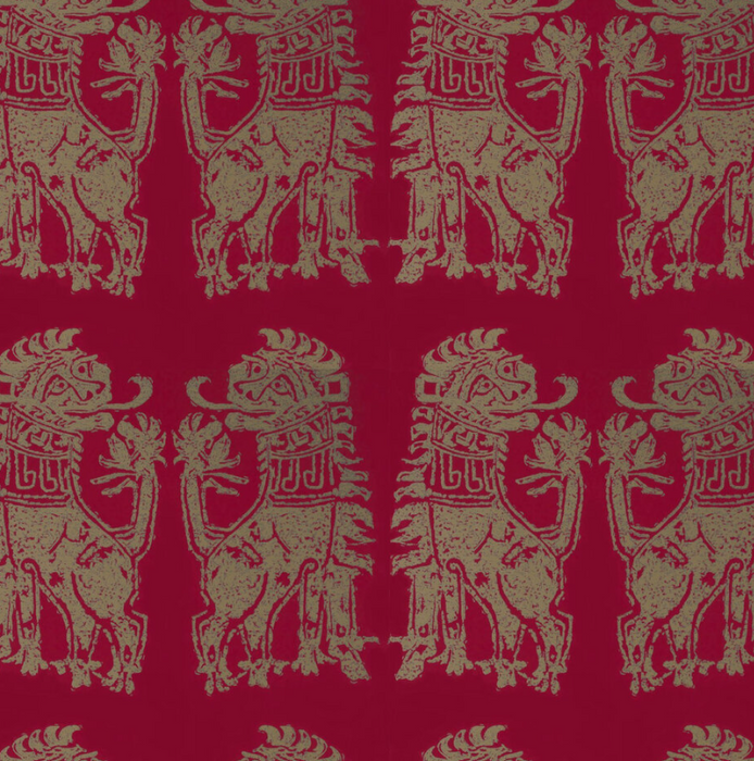 Zoffany Wallpaper - Palladio Volume I - Sicilian Lion - Cinnabar / Bronze