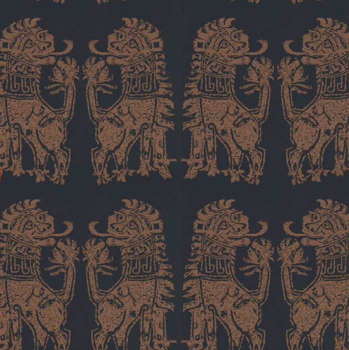 Zoffany Wallpaper - Palladio Volume I - Sicilian Lion - Bone Black / Copper