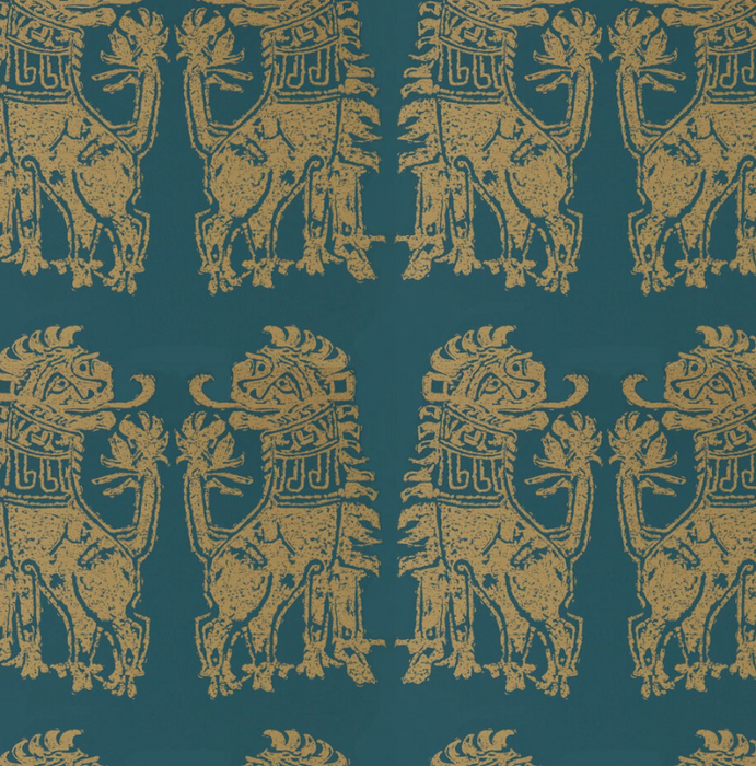 Zoffany Wallpaper - Palladio Volume I - Sicilian Lion - Serpentine / Gold