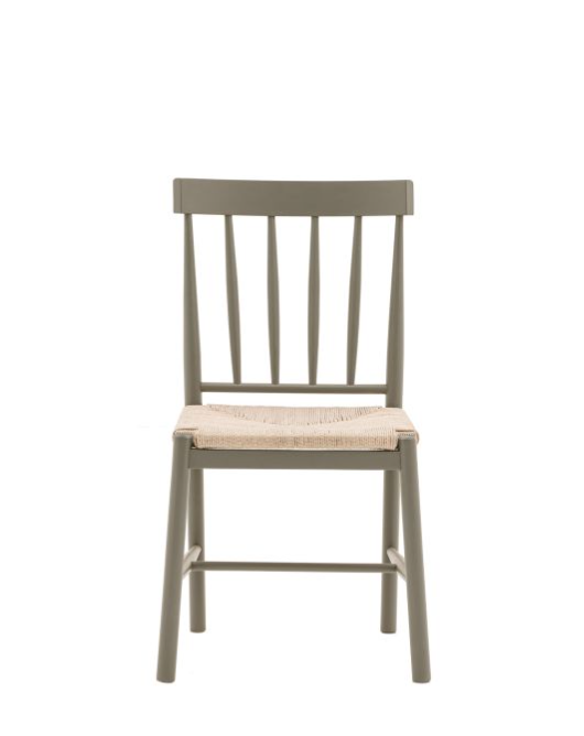 Stockton Farmhouse Dining Chair In Beige Wood & Woven Rope Seat - Set Of 2