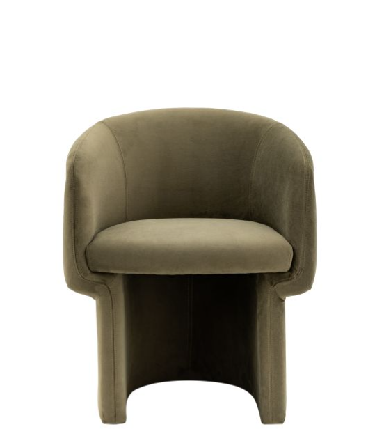 Finsbury Curved Tub Dining Chair In A Smooth Green Moss Fabric