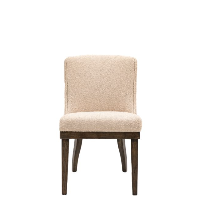 Carlton Curved Dining Chair In Taupe Fabric & Dark Oak Legs - Set Of 2