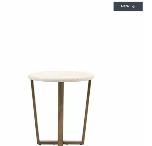 Montpellier Side Table, Off White Stone, Bronzed Brass