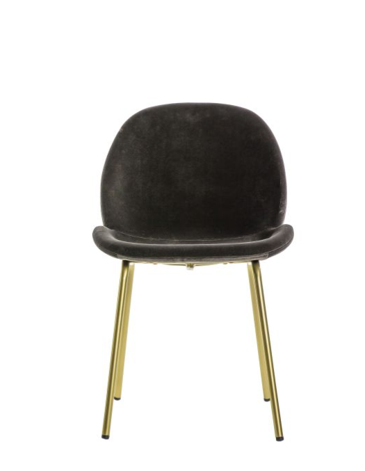 Ashford Dining Chair, Chocolate Brown Velvet, Gold Metal Legs - S/2