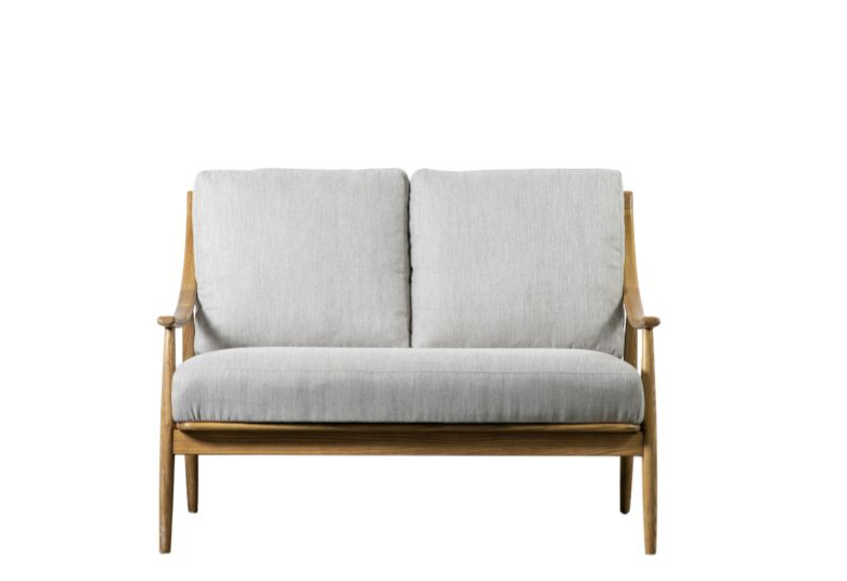 Altea 2 Seater Sofa, Natural Linen, Oak Frame
