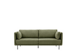 Chiswick 3 Seater Sofa, Green Boucle Fabric, Black Metal Legs, Slim Arms, Side Cushions