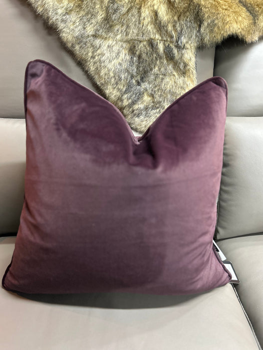 Plain Aubergine Velvet Chair & Sofa Cushion- 43 cm x 43 cm