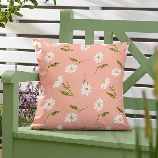 Waterproof Outdoor Cushion, Daisies Floral Reversible Design, Pink, Yellow