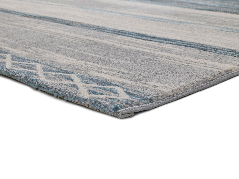 Dreams Layered Blue & Cream Abstract Living Room Rug