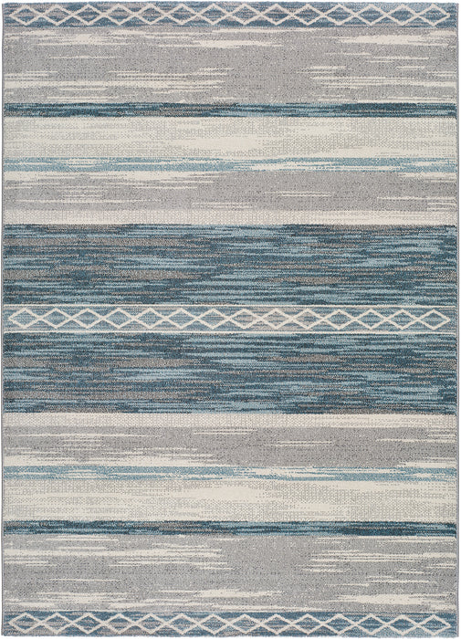 Dreams Layered Blue & Cream Abstract Living Room Rug