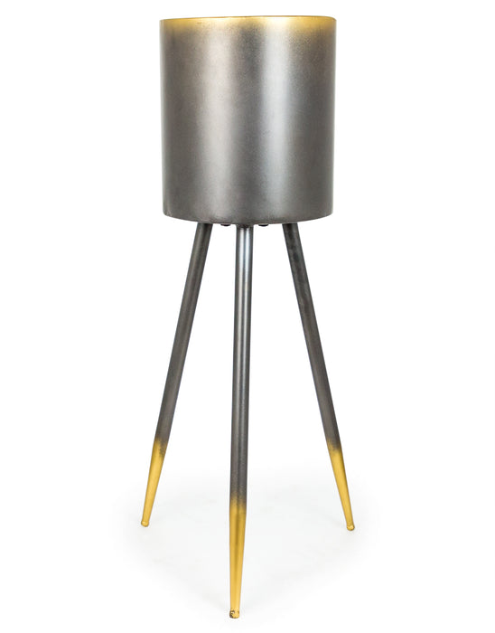 Gunmetal Grey & Gold Indoor Metal Tripod Planter - 80 x 30 cm - Large
