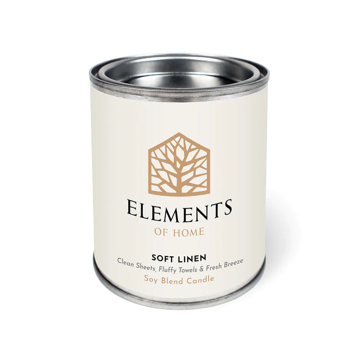 Scented Soy Wax Candle In A Tin "Soft Linen" - 240g