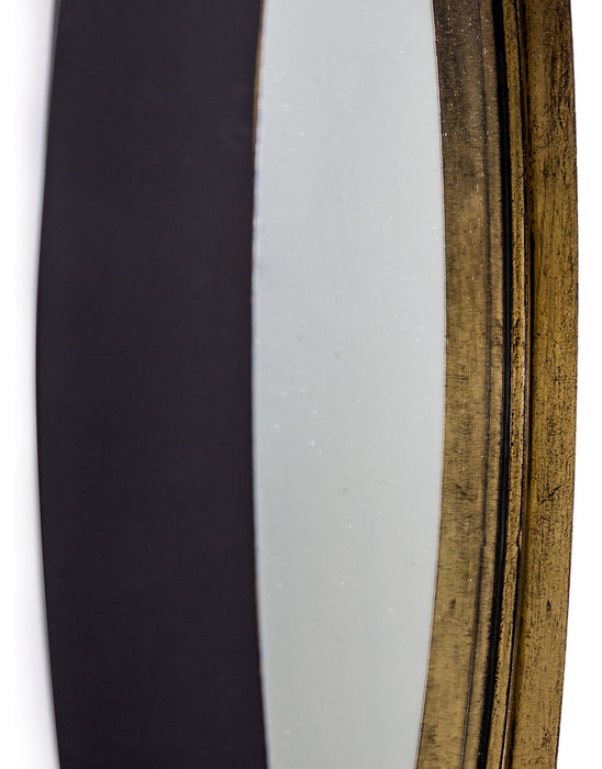 Round Wall Mirror, Metal Frame, Black Gold