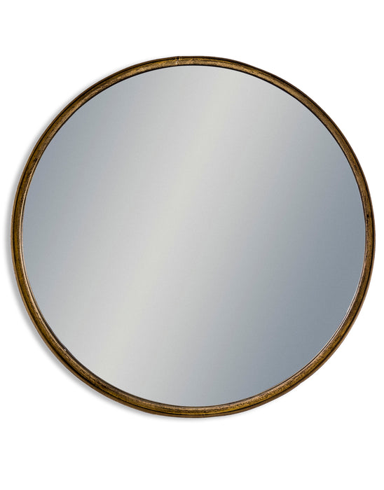 Round Wall Mirror, Metal Frame, Black Gold