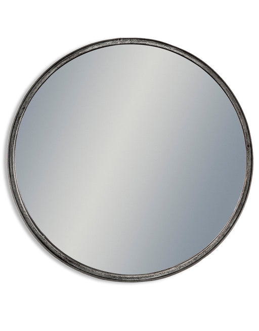 Metal Wall Mirror, Round Framed, Black Silver, 80 cm