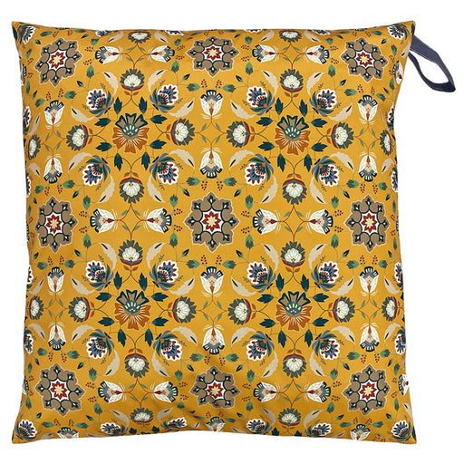 Waterproof Outdoor Cushion, Folk Flora Large 70cm Design, Ochre, Orange