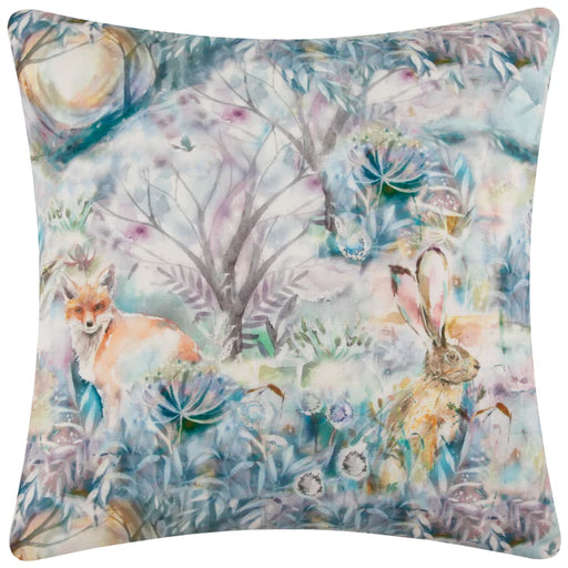 Waterproof Outdoor Cushion, Fox And Hare Design, True Blue