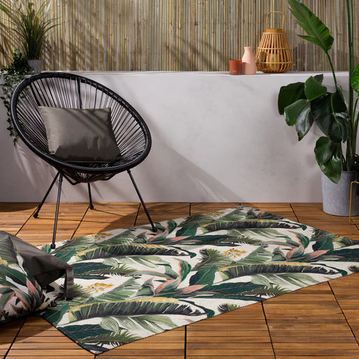 HawaiI Indoor/Outdoor Rug, Botanical Design, Green