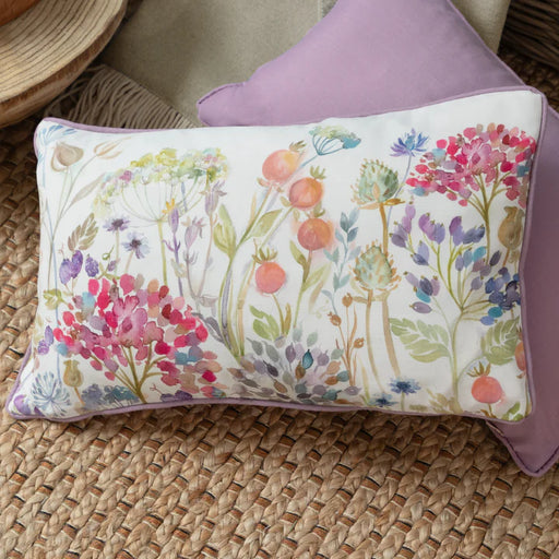 Waterproof Outdoor Cushion, Hedgerow Design, Pink, Green