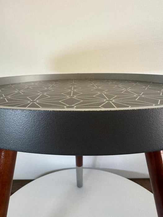 Steel Grey Floral Design Tripod Side Table