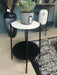 Belgrave Side Table, Black Metal Frame, White Marble, Round Top