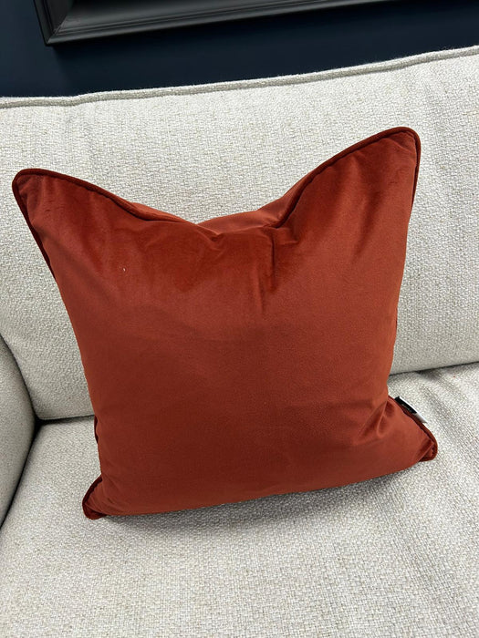 Luxe Paprika Cushion - Soft Velvet with Piped-Edge Details - 43x43cm