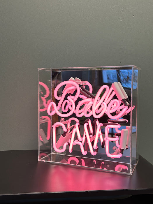 Neon 'Babe Cave' Sign in an Acrylic Box