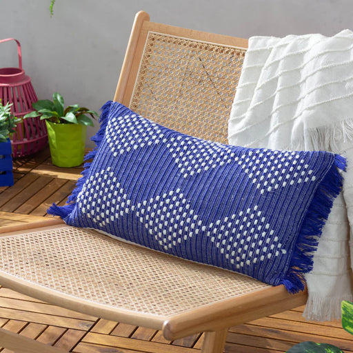 Waterproof Outdoor/Indoor Woven Cushion, Kadie Design, Cobalt