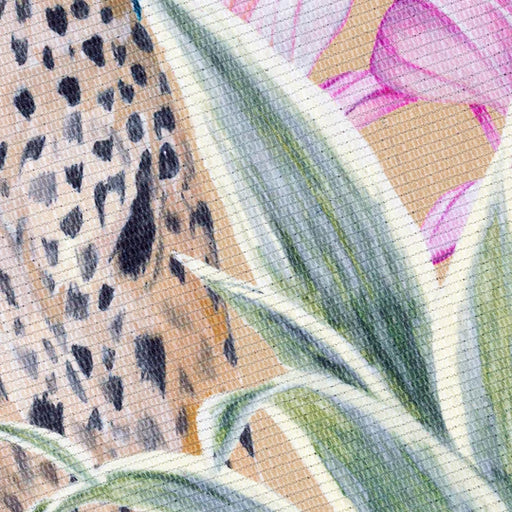 Kali Leopards Indoor/Outdoor Rug, Floral Design, Gold, Washable 