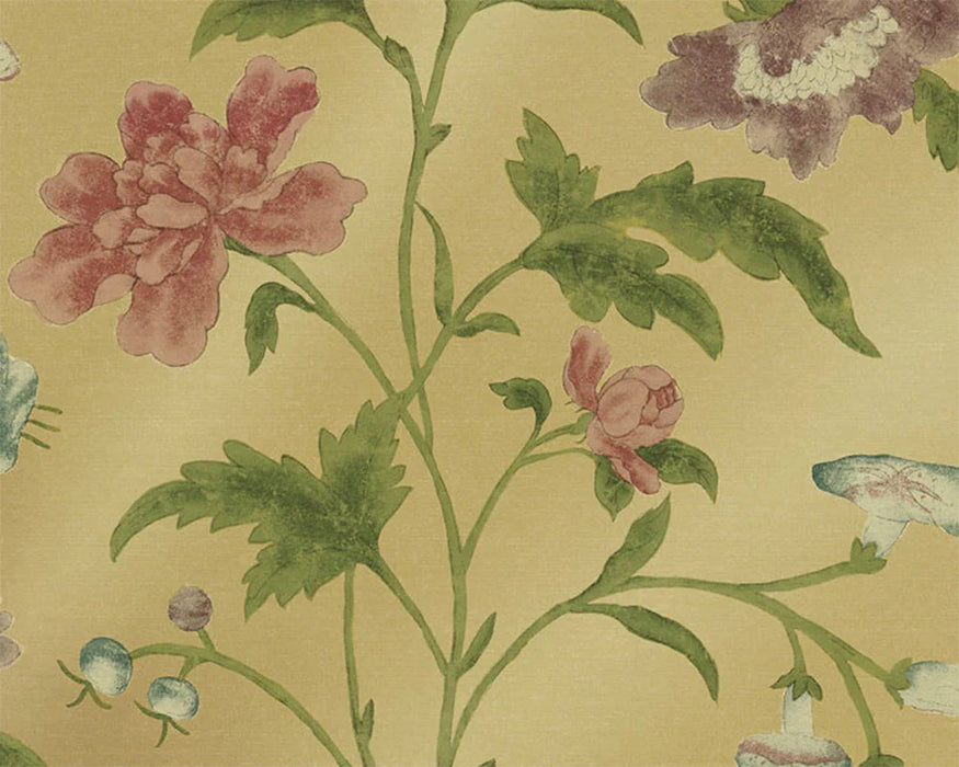 Little Greene Wallpaper - Poppy Trail - Green